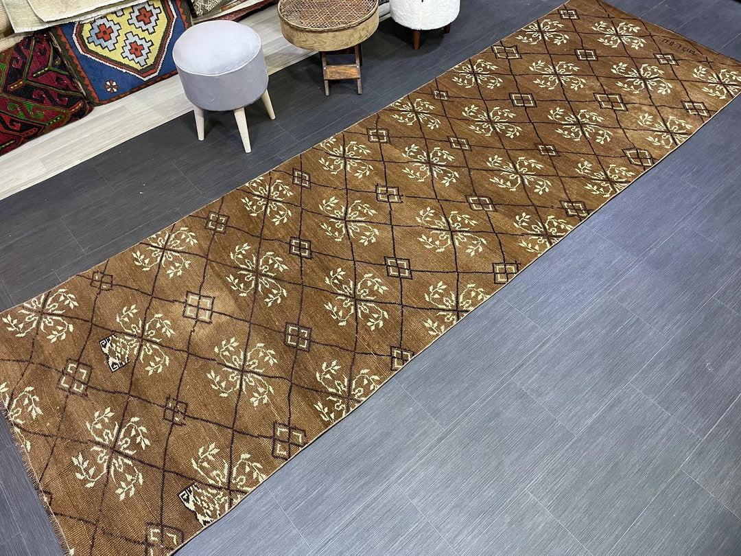 Rust Turkish Runner Rug 3' 6" x 11' 3" Hand-Knotted | No. WR96556