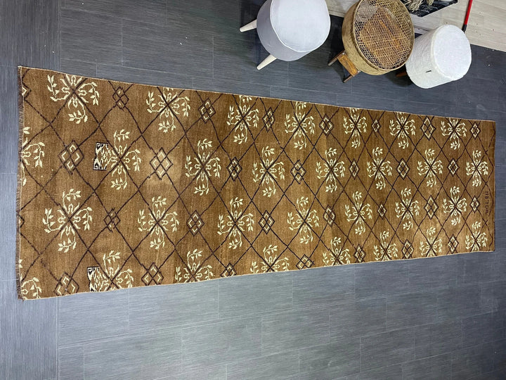 Rust Turkish Runner Rug 3' 6" x 11' 3" Hand-Knotted | No. WR96556