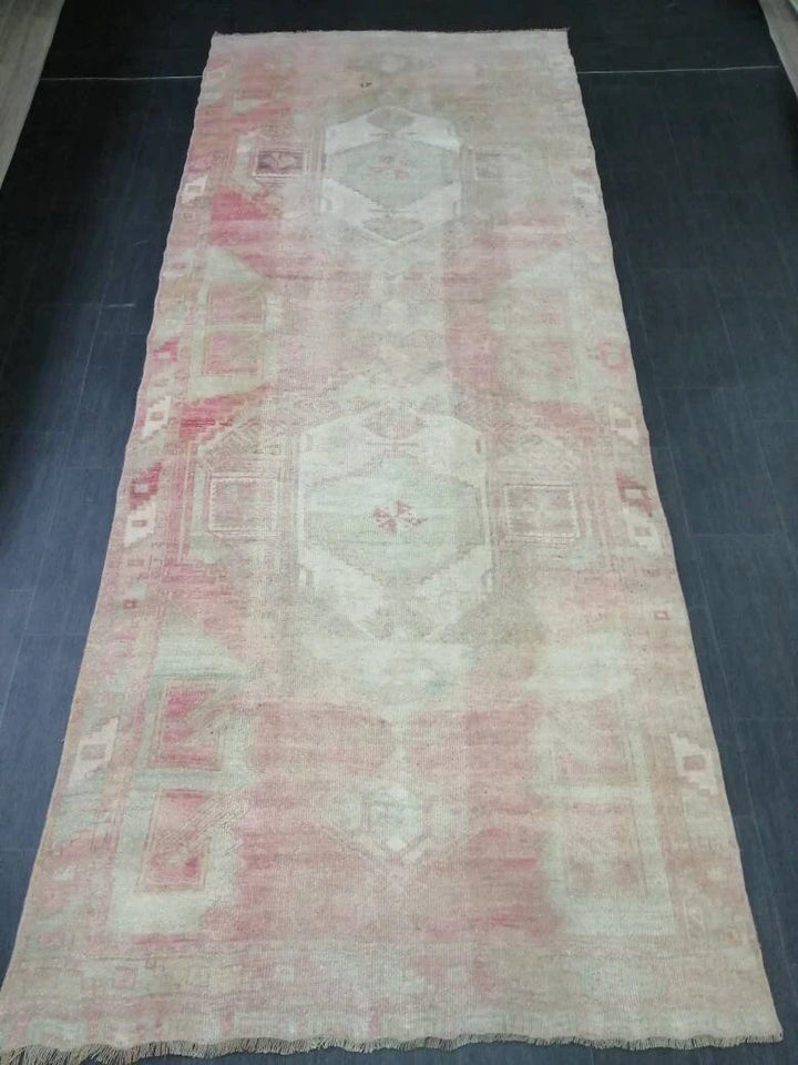 Pink Turkish Runner Rug 4' 9" x 11' 5" Hand-Knotted | No. WR96575