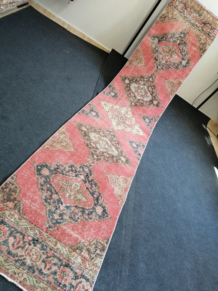 Beige Turkish Runner Rug 2' 7" x 12' 6" Hand-Knotted | No. WR96586
