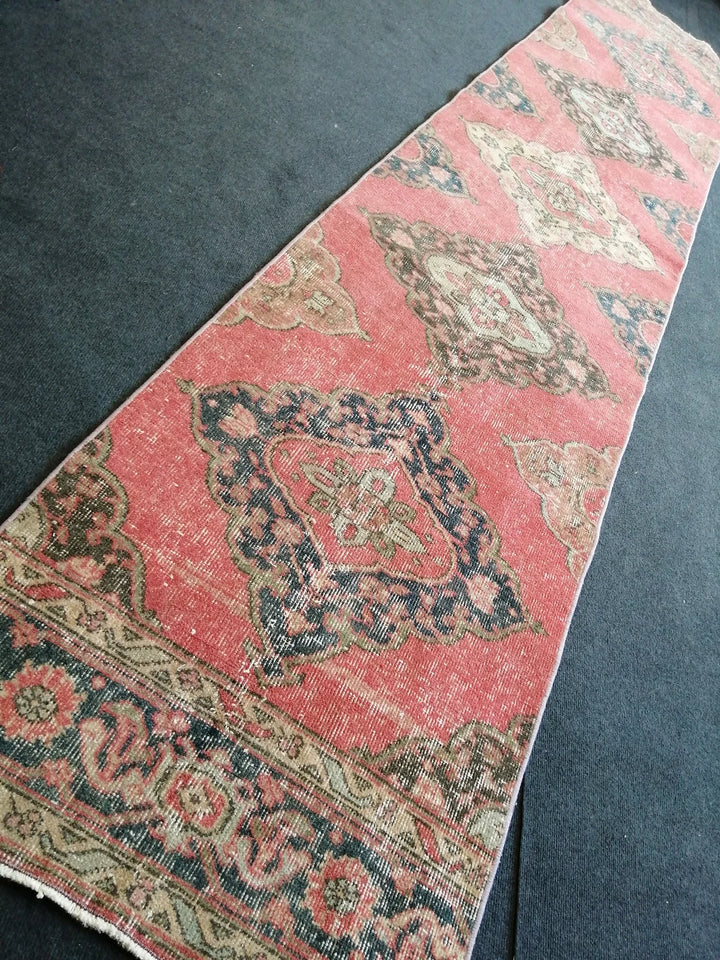 Beige Turkish Runner Rug 2' 7" x 12' 6" Hand-Knotted | No. WR96586