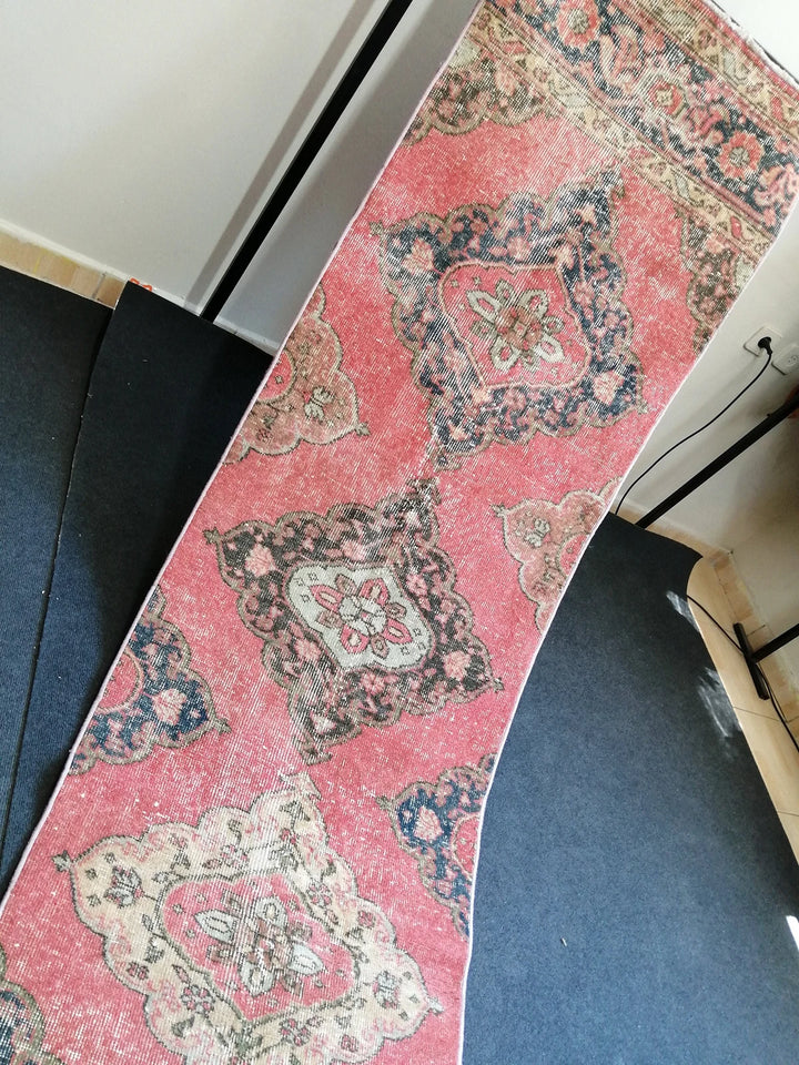 Beige Turkish Runner Rug 2' 7" x 12' 6" Hand-Knotted | No. WR96586