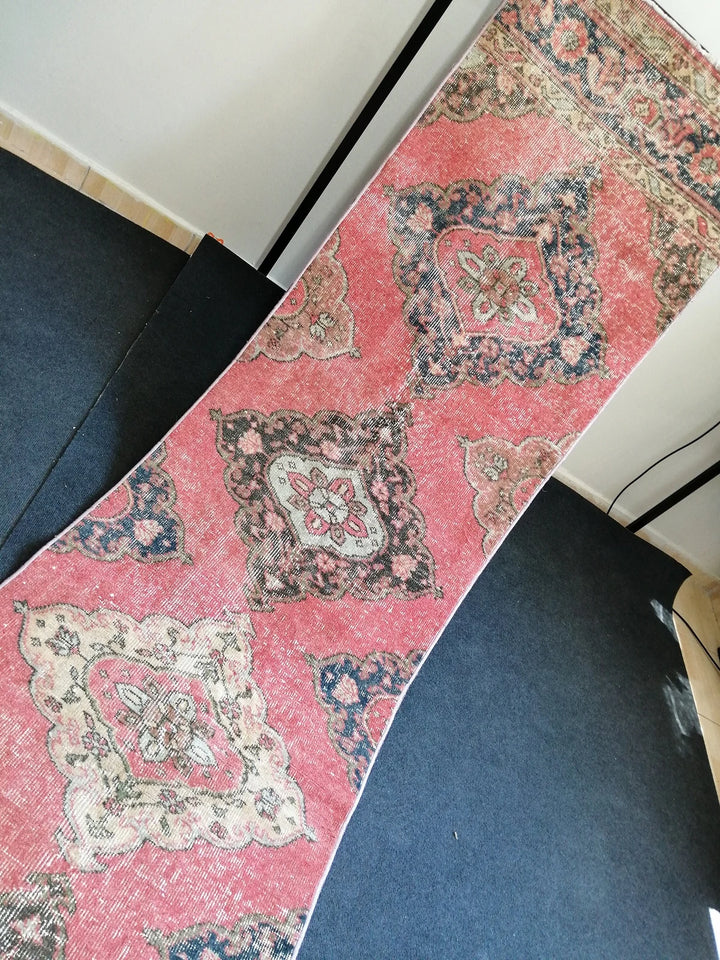 Beige Turkish Runner Rug 2' 7" x 12' 6" Hand-Knotted | No. WR96586