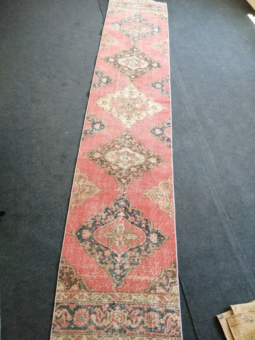 Beige Turkish Runner Rug 2' 7" x 12' 6" Hand-Knotted | No. WR96586