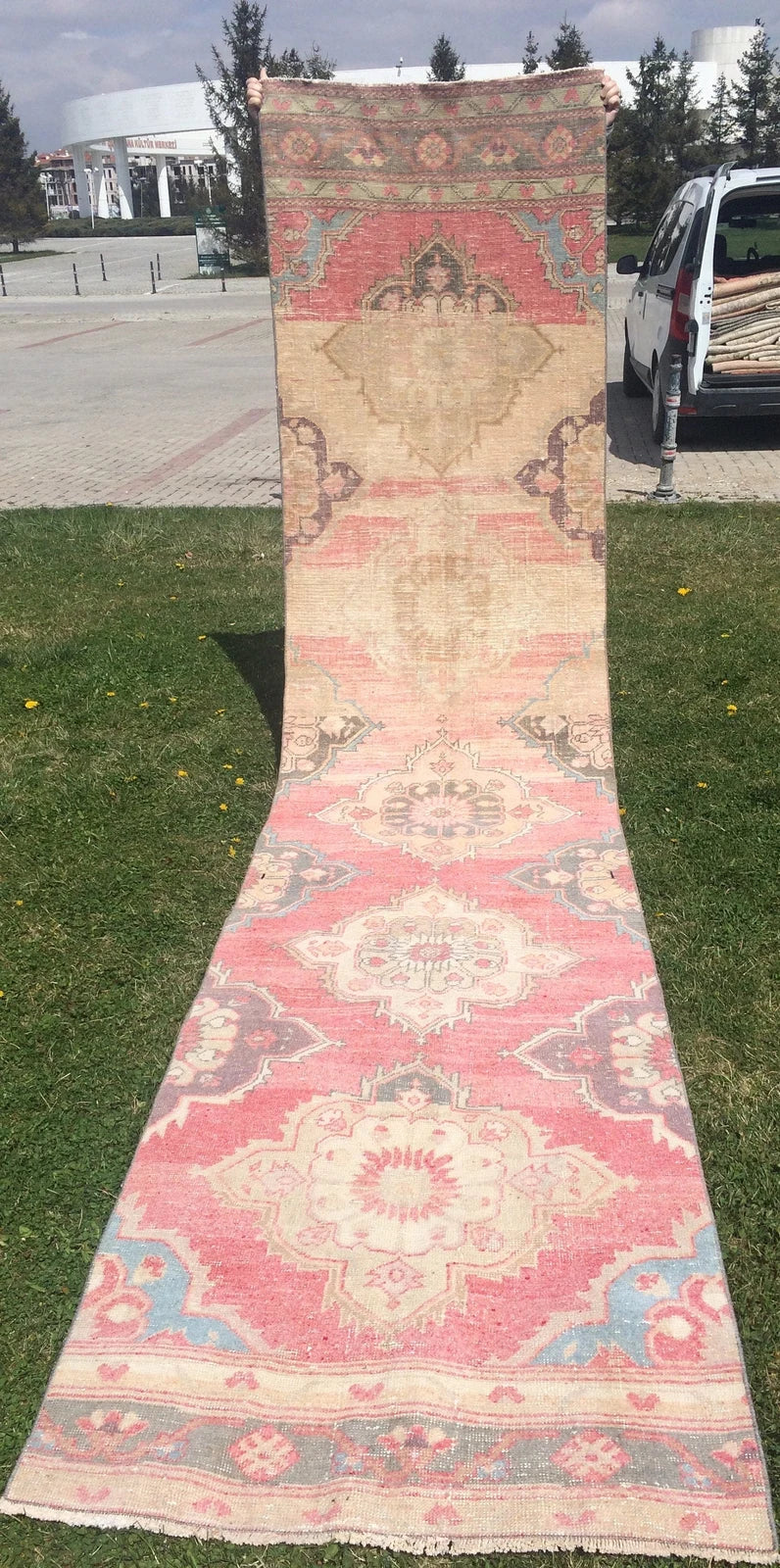 Beige Turkish Runner Rug 3' x 13' Hand-Knotted | No. WR96761