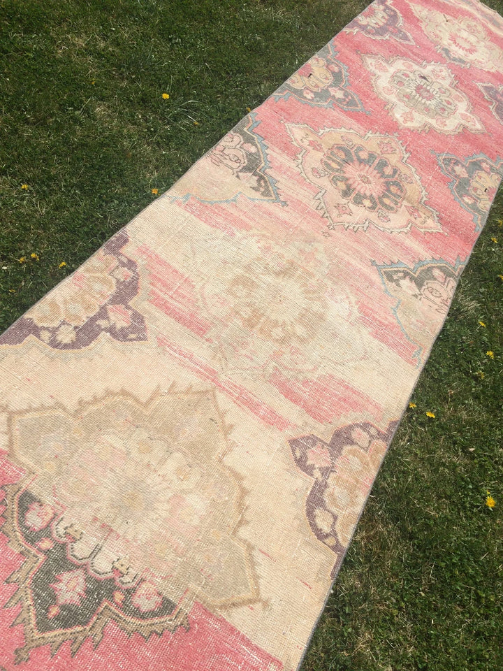 Beige Turkish Runner Rug 3' x 13' Hand-Knotted | No. WR96761
