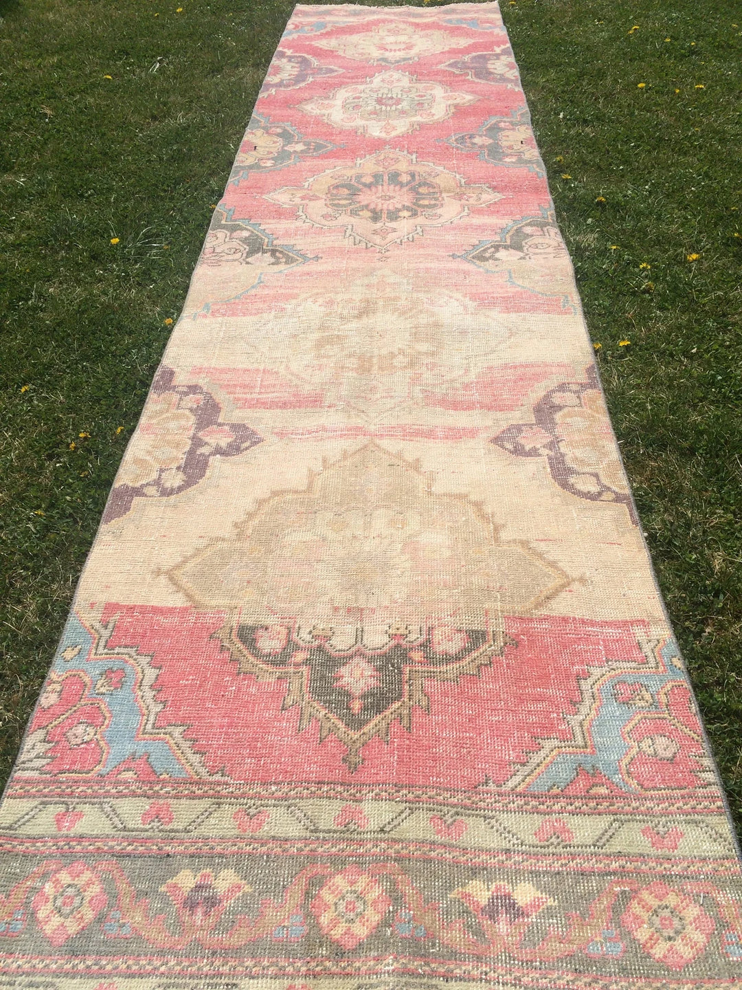 Beige Turkish Runner Rug 3' x 13' Hand-Knotted | No. WR96761