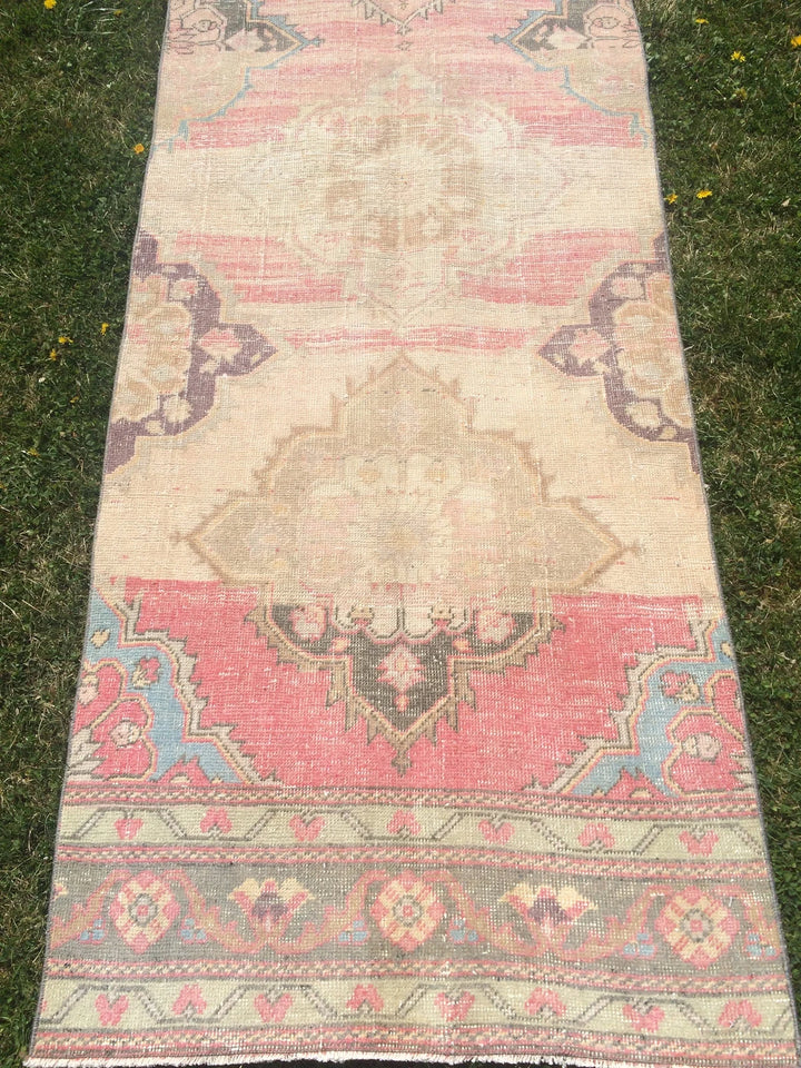 Beige Turkish Runner Rug 3' x 13' Hand-Knotted | No. WR96761