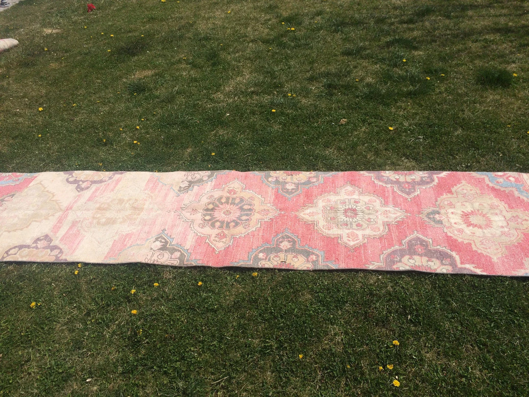 Beige Turkish Runner Rug 3' x 13' Hand-Knotted | No. WR96761
