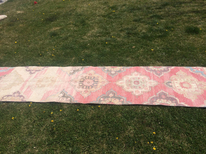 Beige Turkish Runner Rug 3' x 13' Hand-Knotted | No. WR96761