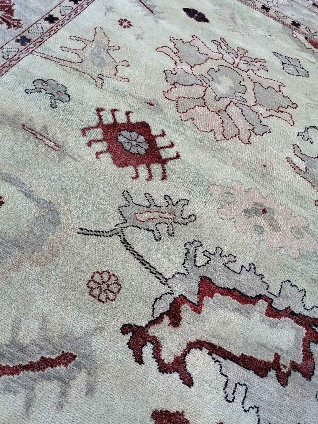 Beige Turkish Runner Rug 9' 1" x 12' Hand-Knotted | No. WR96873