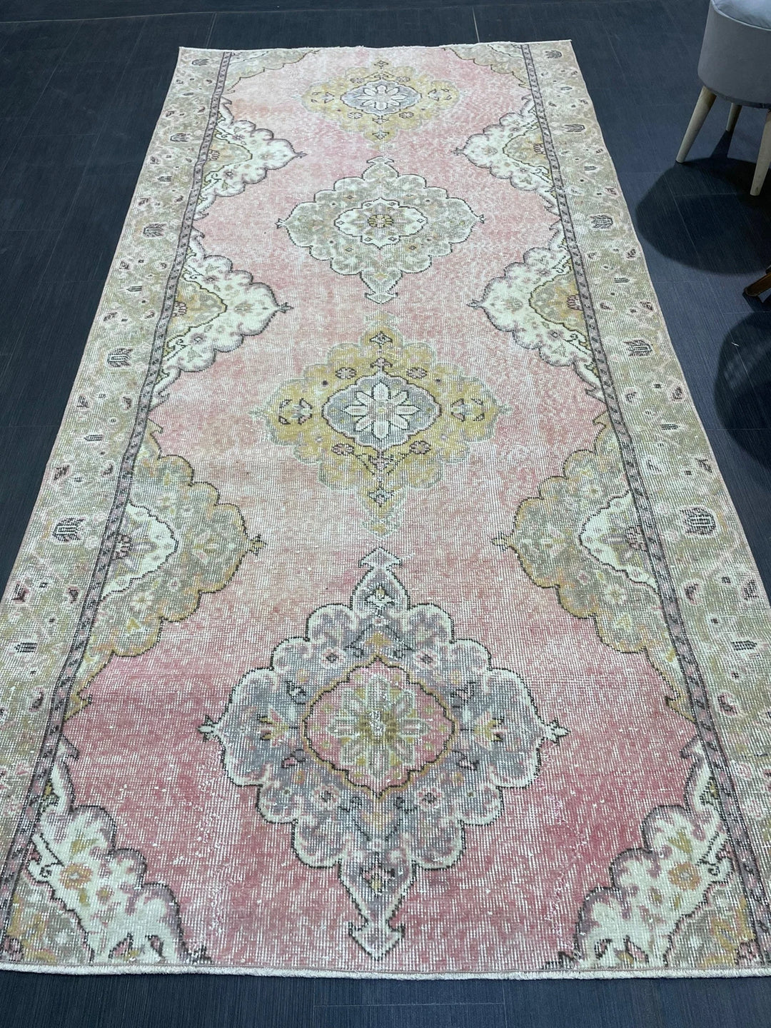 Pink Turkish Runner Rug 4' 6" x 9' 2" Hand-Knotted | No. WR97100