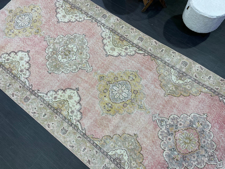 Pink Turkish Runner Rug 4' 6" x 9' 2" Hand-Knotted | No. WR97100