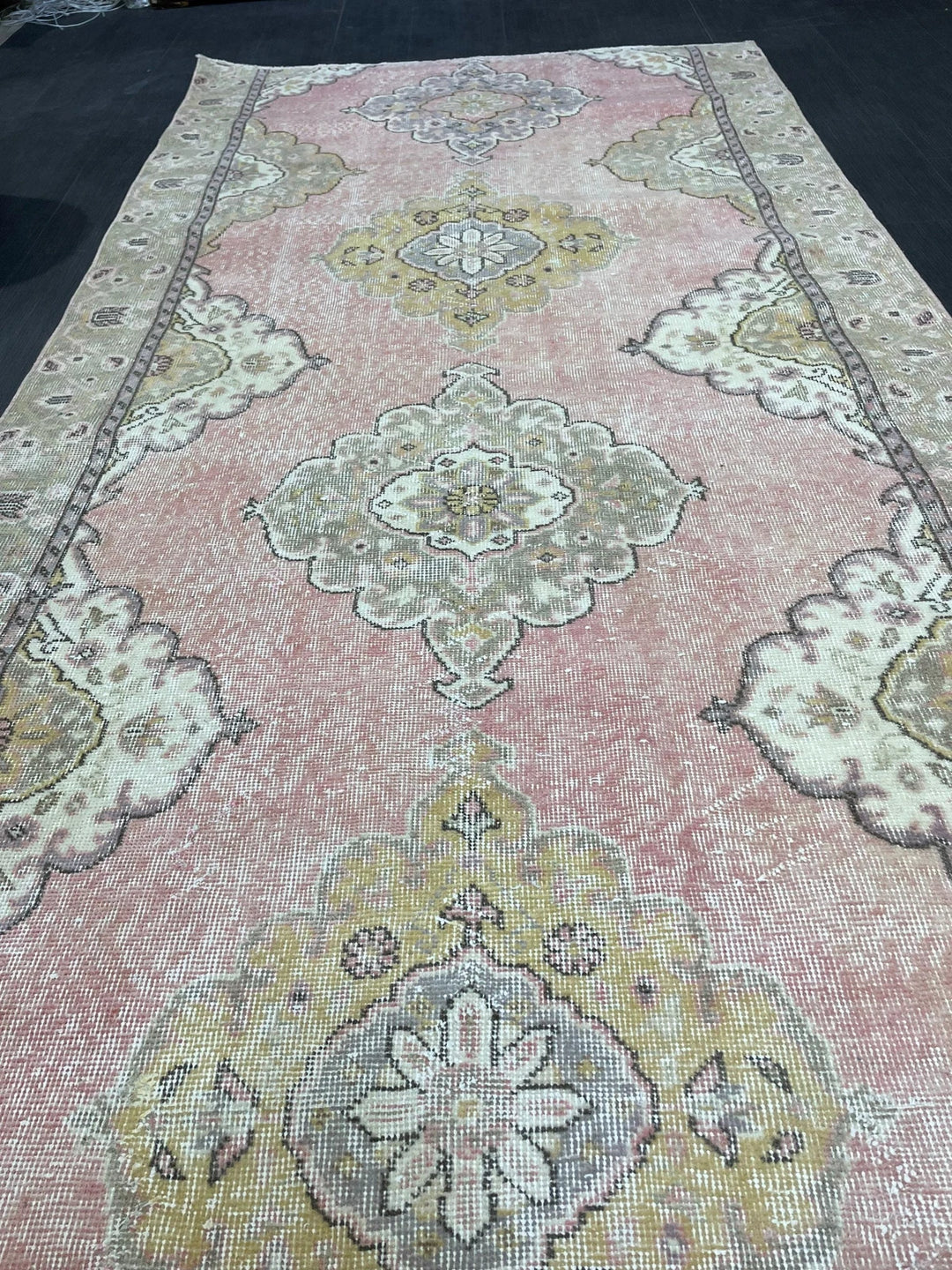Pink Turkish Runner Rug 4' 6" x 9' 2" Hand-Knotted | No. WR97100