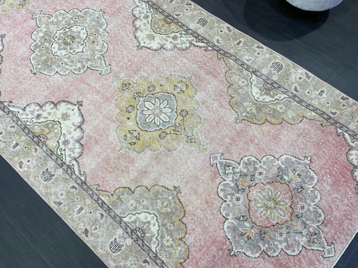 Pink Turkish Runner Rug 4' 6" x 9' 2" Hand-Knotted | No. WR97100