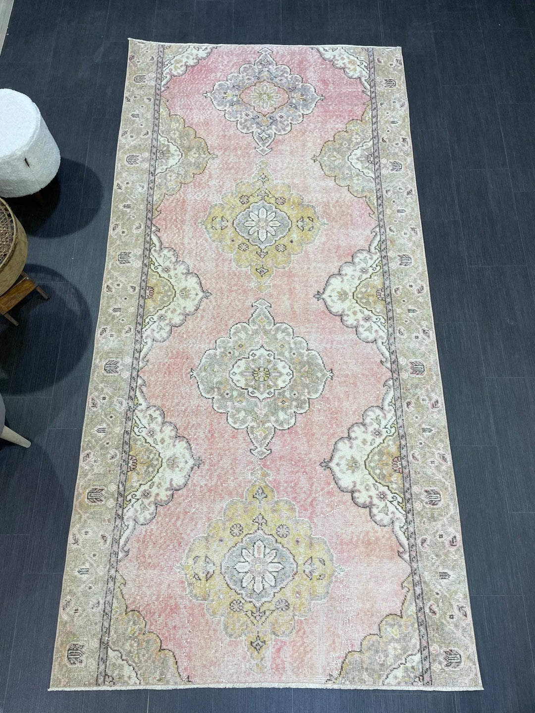 Pink Turkish Runner Rug 4' 6" x 9' 2" Hand-Knotted | No. WR97100