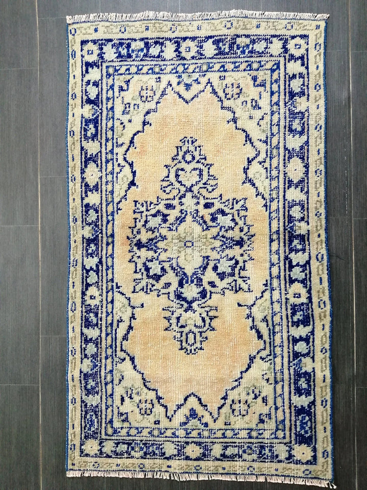 Blue Turkish Runner Rug 2' 7" x 4' 7" Hand-Knotted | No. WR97201