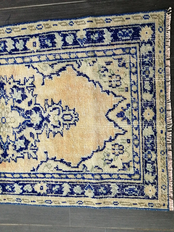 Blue Turkish Runner Rug 2' 7" x 4' 7" Hand-Knotted | No. WR97201