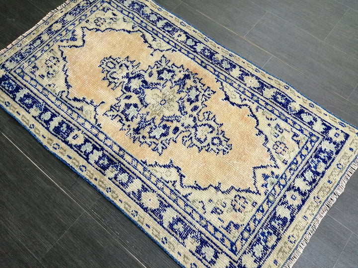 Blue Turkish Runner Rug 2' 7" x 4' 7" Hand-Knotted | No. WR97201