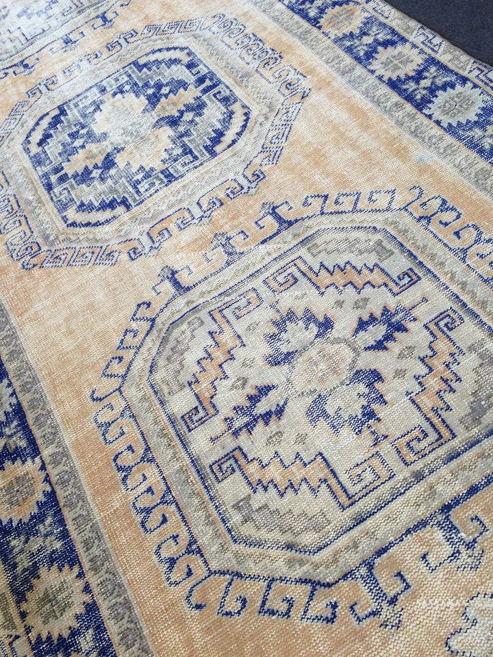 Blue Turkish Runner Rug 4' 7" x 13' 4" Hand-Knotted | No. WR97656