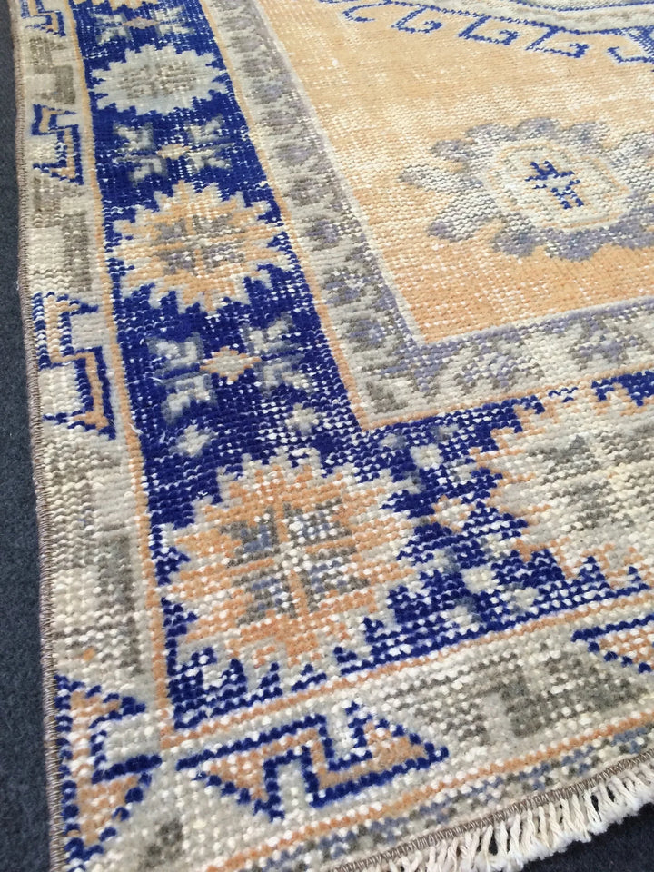 Blue Turkish Runner Rug 4' 7" x 13' 4" Hand-Knotted | No. WR97656