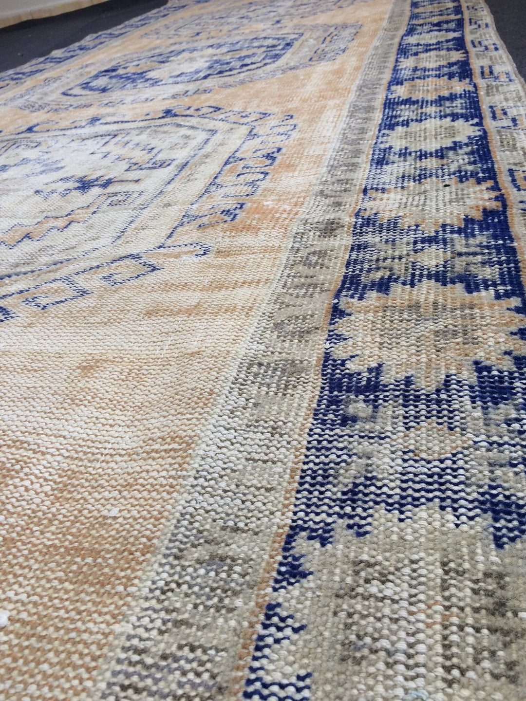 Blue Turkish Runner Rug 4' 7" x 13' 4" Hand-Knotted | No. WR97656