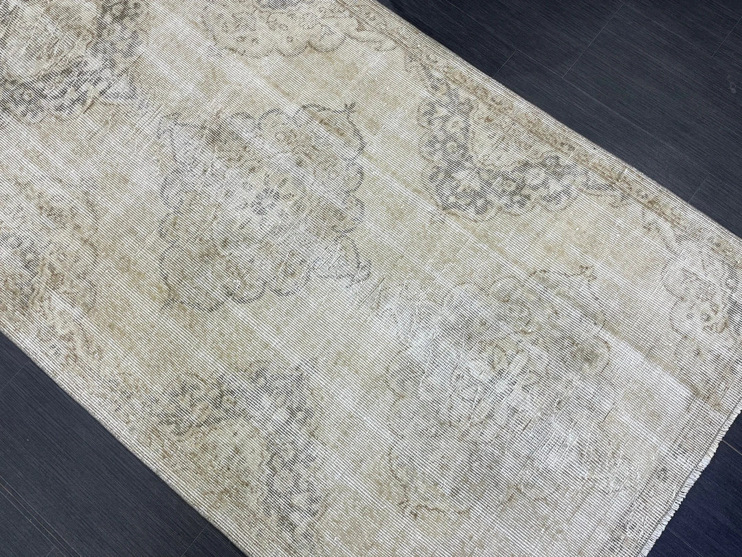 Beige Turkish Runner Rug 3' 7" x 10' 10" Hand-Knotted | No. WR97845