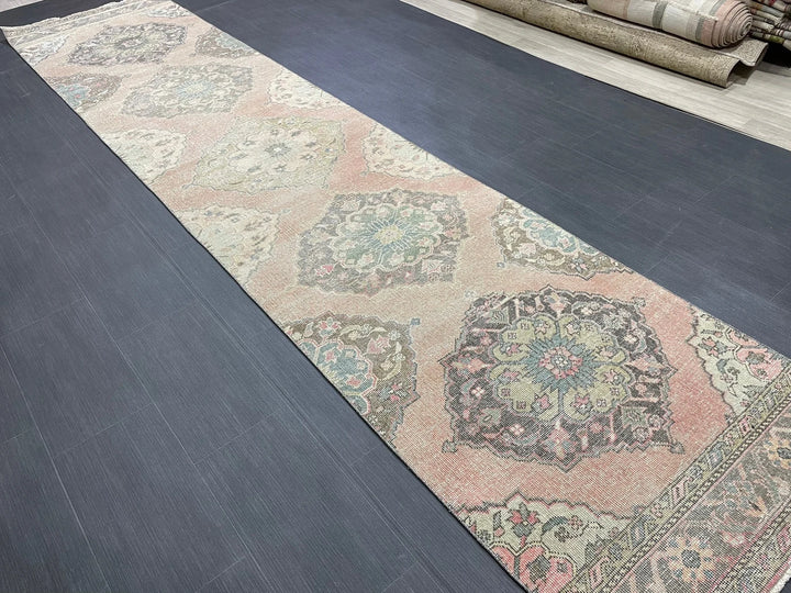 Pink Turkish Runner Rug 2' 11" x 13' 4" Hand-Knotted | No. WR97873