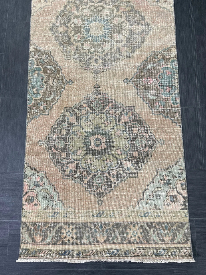 Pink Turkish Runner Rug 2' 11" x 13' 4" Hand-Knotted | No. WR97873
