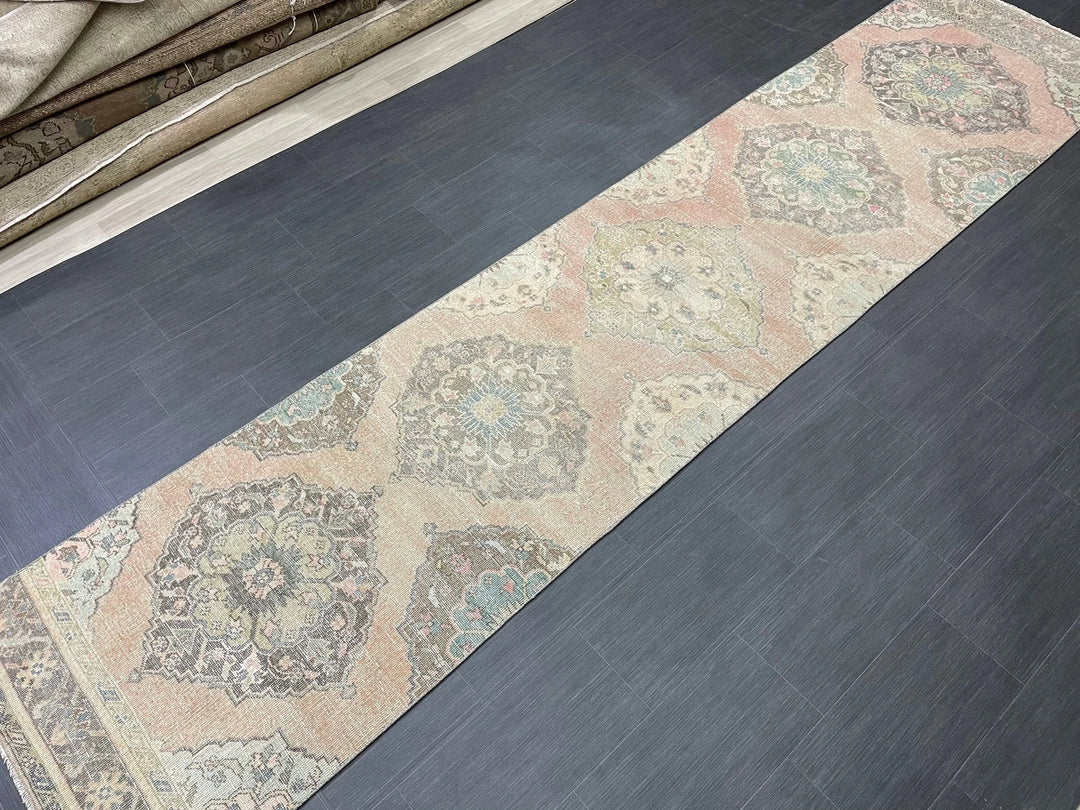 Pink Turkish Runner Rug 2' 11" x 13' 4" Hand-Knotted | No. WR97873