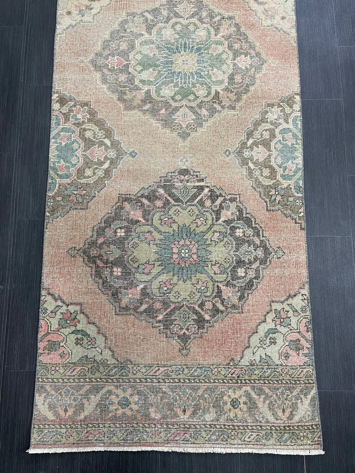 Pink Turkish Runner Rug 2' 11" x 13' 4" Hand-Knotted | No. WR97873