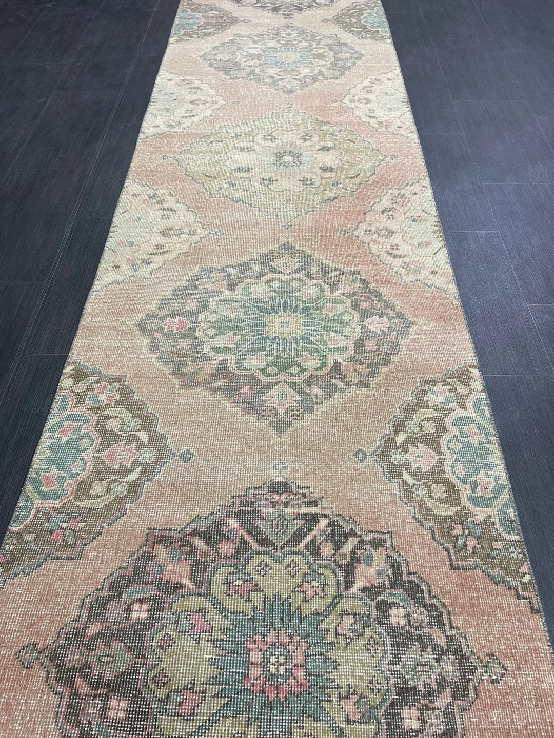 Pink Turkish Runner Rug 2' 11" x 13' 4" Hand-Knotted | No. WR97873