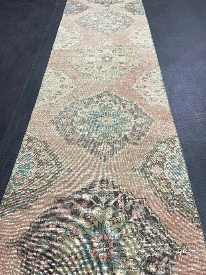 Pink Turkish Runner Rug 2' 11" x 13' 4" Hand-Knotted | No. WR97873