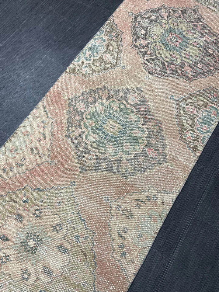 Pink Turkish Runner Rug 2' 11" x 13' 4" Hand-Knotted | No. WR97873