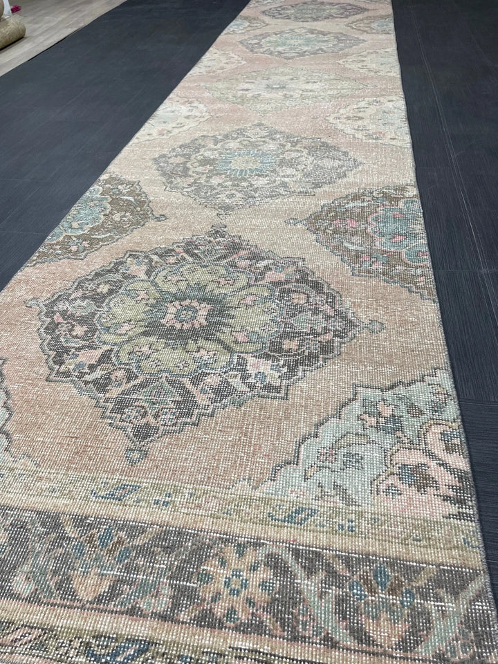 Pink Turkish Runner Rug 2' 11" x 13' 4" Hand-Knotted | No. WR97873