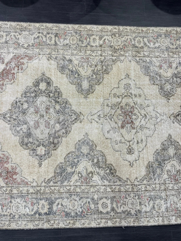 Beige Turkish Runner Rug 4' 9" x 12' 8" Hand-Knotted | No. WR97948