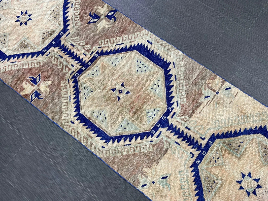 Navy Turkish Runner Rug 2' 9" x 11' 5" Hand-Knotted | No. WR98046