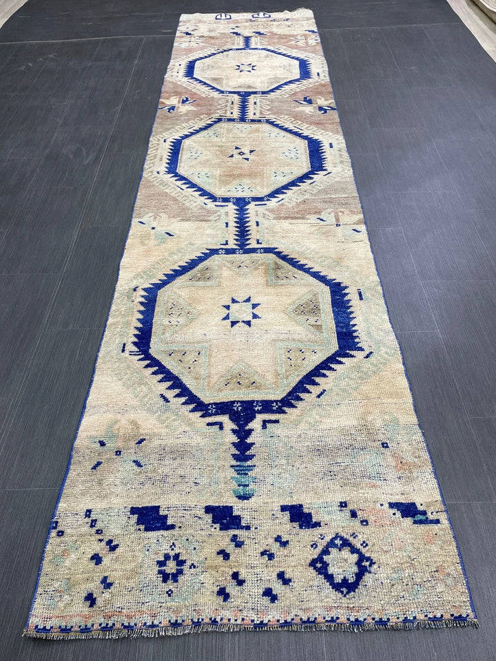 Navy Turkish Runner Rug 2' 9" x 11' 5" Hand-Knotted | No. WR98046
