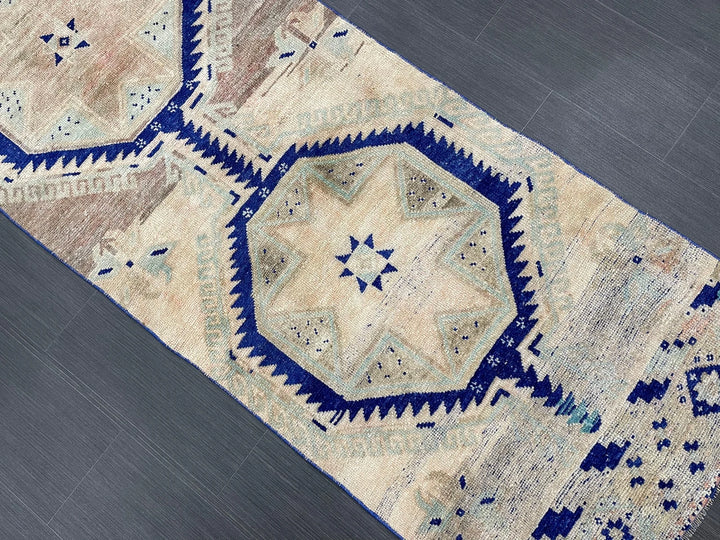 Navy Turkish Runner Rug 2' 9" x 11' 5" Hand-Knotted | No. WR98046