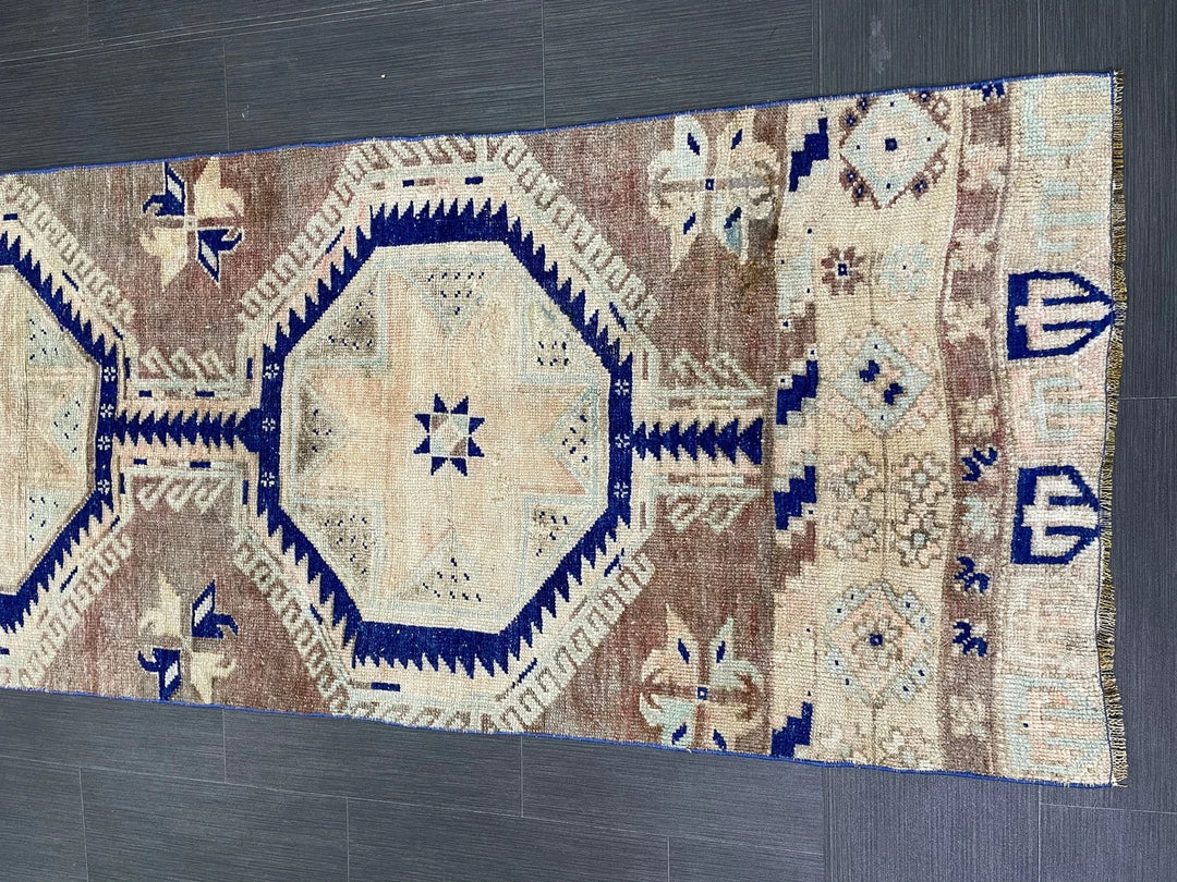 Navy Turkish Runner Rug 2' 9" x 11' 5" Hand-Knotted | No. WR98046