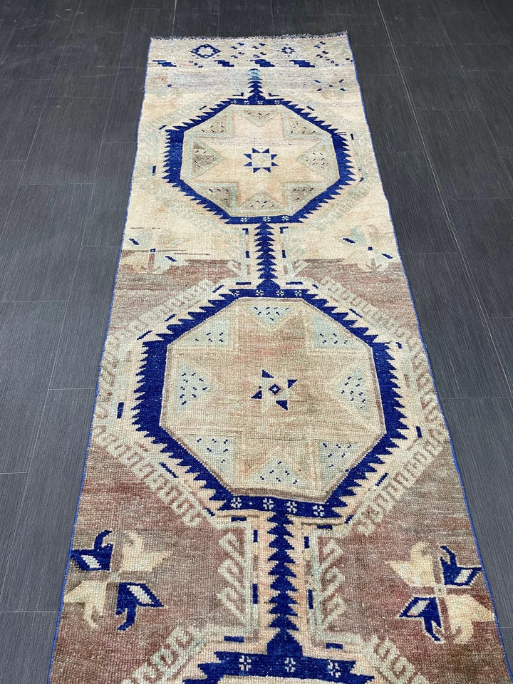 Navy Turkish Runner Rug 2' 9" x 11' 5" Hand-Knotted | No. WR98046