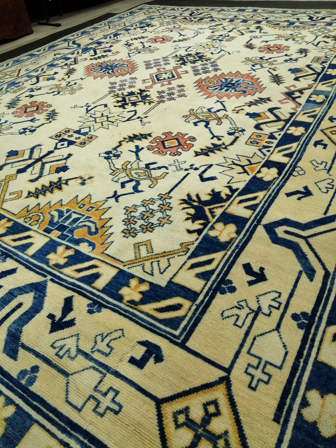 Blue Turkish Oushak Rug 9' 1" x 11' 11" Hand-Knotted | No. WR98234