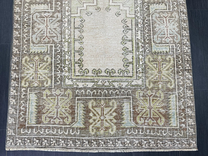 Rust Turkish Runner Rug 3' 6" x 6' 7" Hand-Knotted | No. WR98241