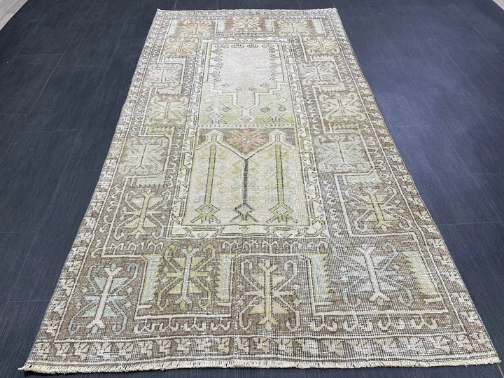 Rust Turkish Runner Rug 3' 6" x 6' 7" Hand-Knotted | No. WR98241