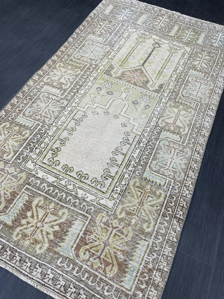 Rust Turkish Runner Rug 3' 6" x 6' 7" Hand-Knotted | No. WR98241