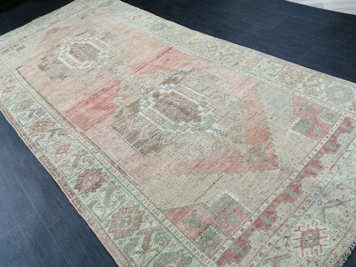 Tan Turkish Runner Rug 4' 10" x 10' 7" Hand-Knotted | No. WR98242