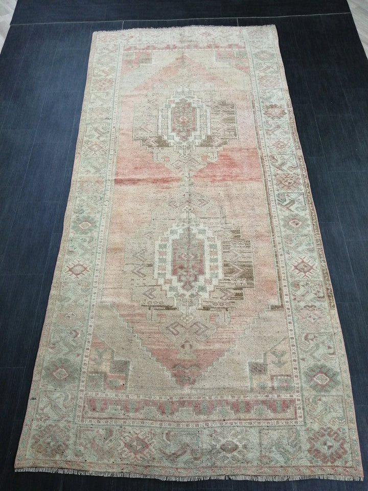 Tan Turkish Runner Rug 4' 10" x 10' 7" Hand-Knotted | No. WR98242