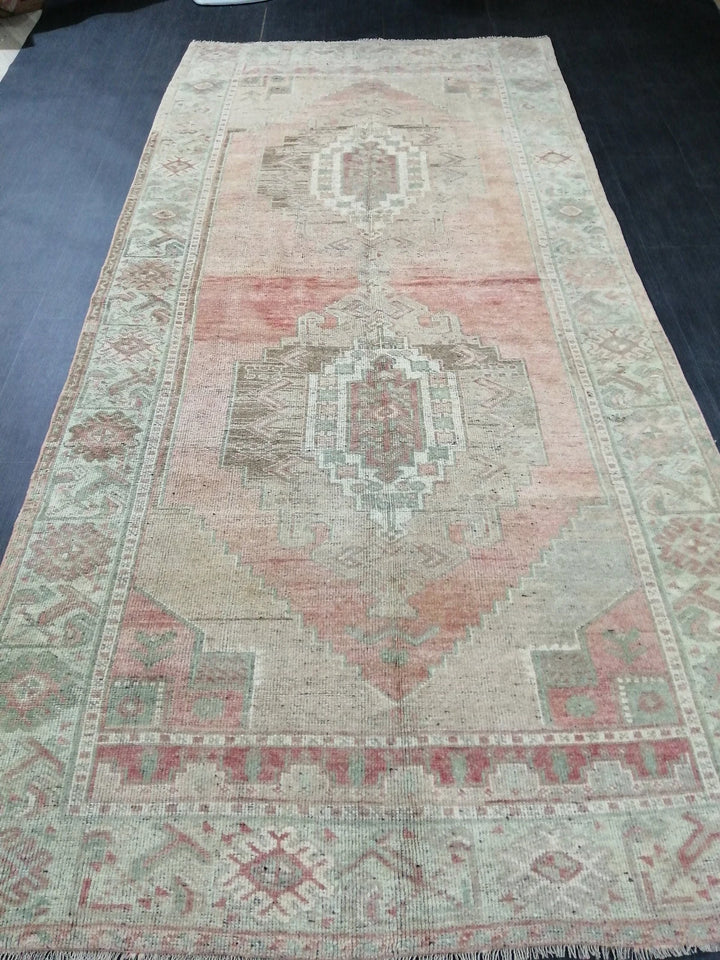 Tan Turkish Runner Rug 4' 10" x 10' 7" Hand-Knotted | No. WR98242