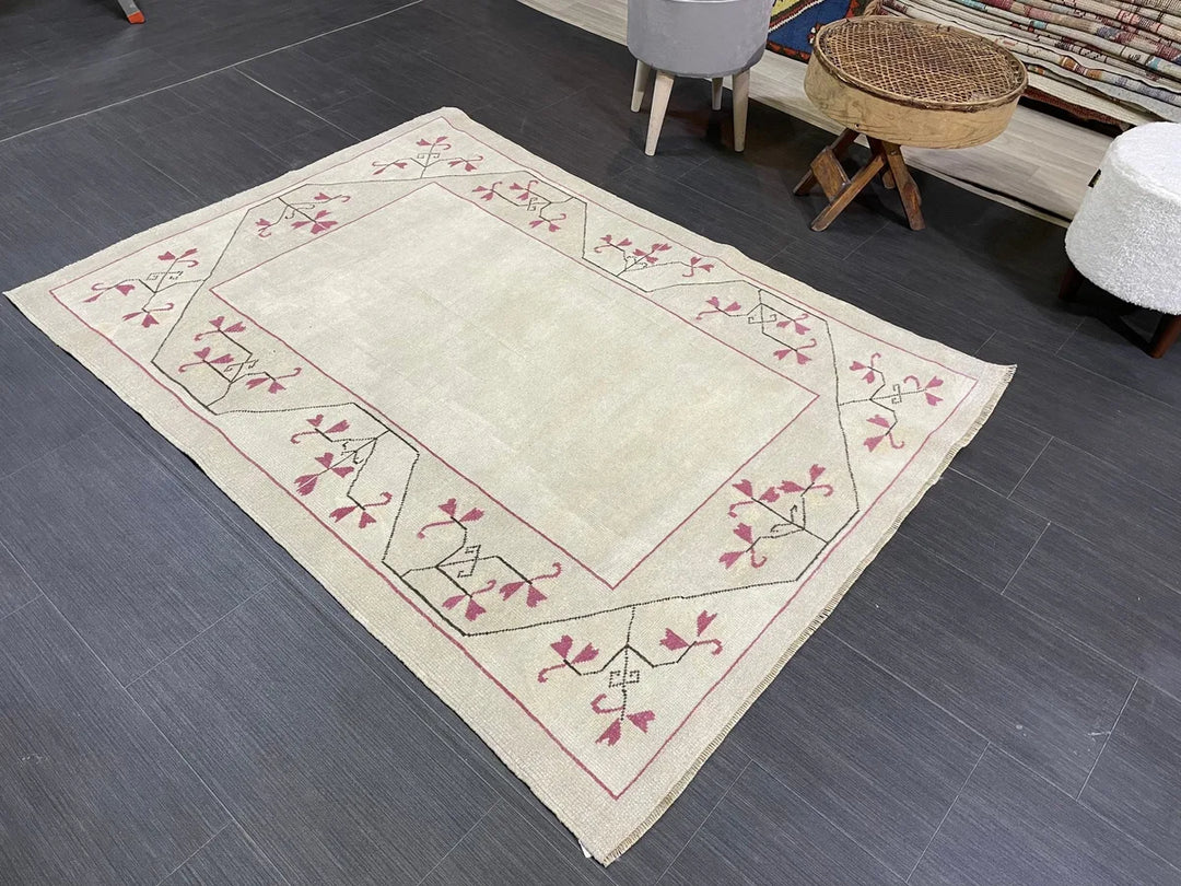 Rust Turkish Oushak Rug 4' 1" x 5' 6" Hand-Knotted | No. WR98404