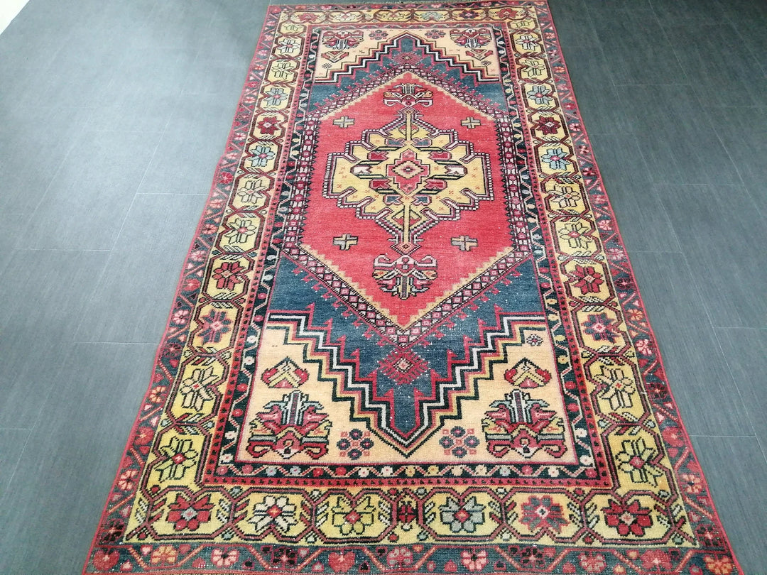 Rust Turkish Runner Rug 3' 7" x 6' 10" Hand-Knotted | No. WR98592